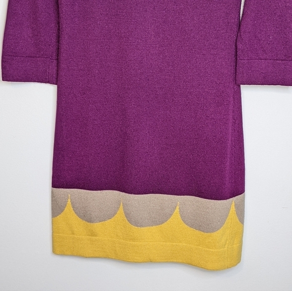 Boden Cashmere Angora Blend 3/4 Sleeve Mini Fitted Sheath Dress Purple Size 4 - Picture 6 of 13